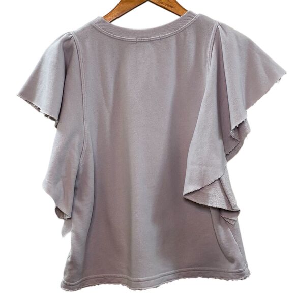 Michael Stars Ariana Flutter Sleeve Sweatshirt Light Purple Size Small - Picture 3 of 6